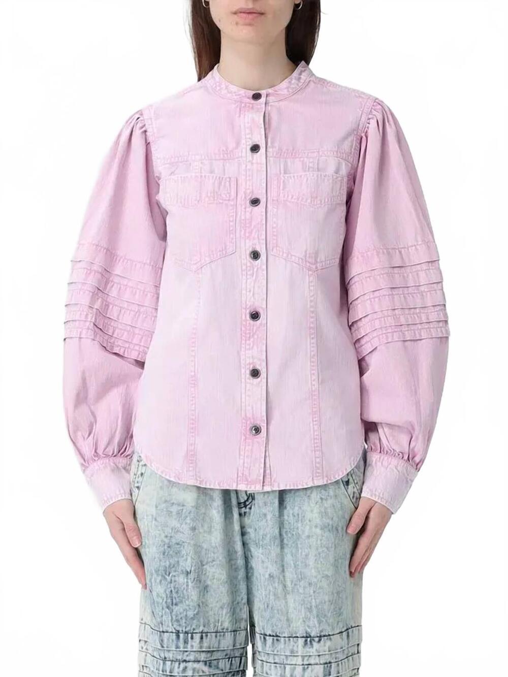 NEW ISABEL MARANT mileda button front shirt in pink